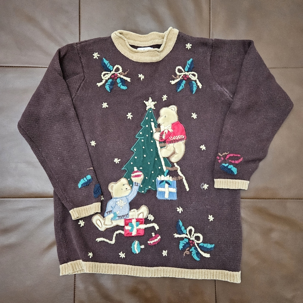 Nutcracker Vintage Ugly Christmas Sweater Bears Small
